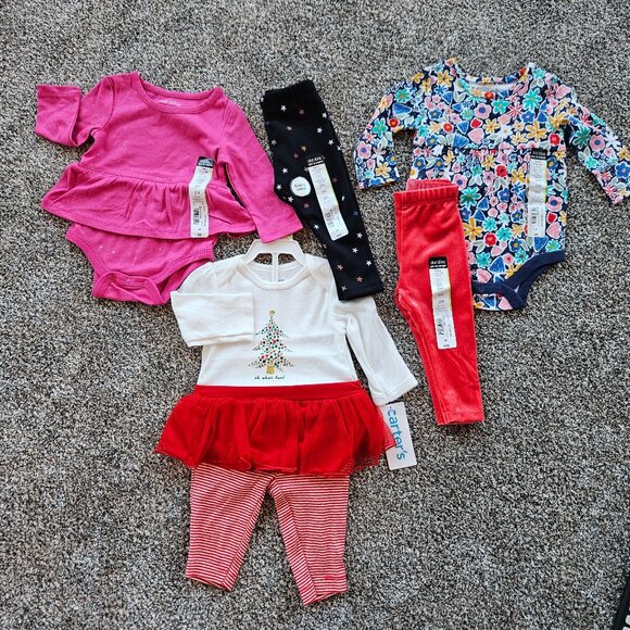 Baby Girl 3 month NWT Clothing Bundle. 5 pc Carters and okie dokie. 8 -12.5 lbs - Picture 1 of 4